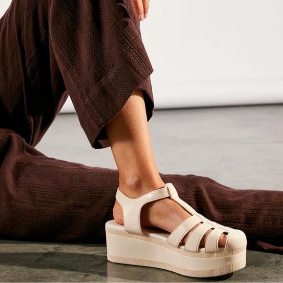 Jeffrey Campbell Shoes - NWT Jeffrey Campbell Candied Cream Shiny Platform Fisherman Jelly Sandals